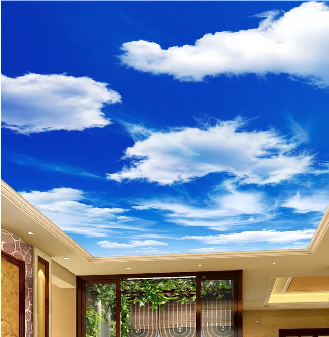 Custom ceiling wallpaper, blue sky and white clouds murals for the living room apartment ceiling background wall vinyl wallpaper