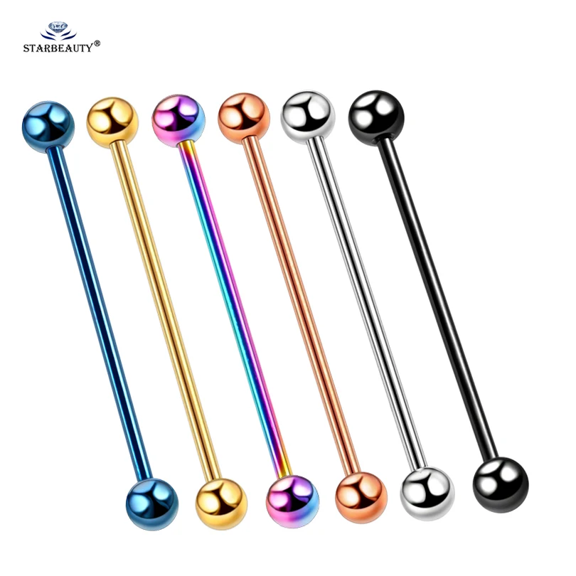 Starbeauty 1pc 1.6*35mm Industrial Piercing Orelha Cartilagem Straight Stainless Steel Barbell Helix Ear Cartilage Piercing M818