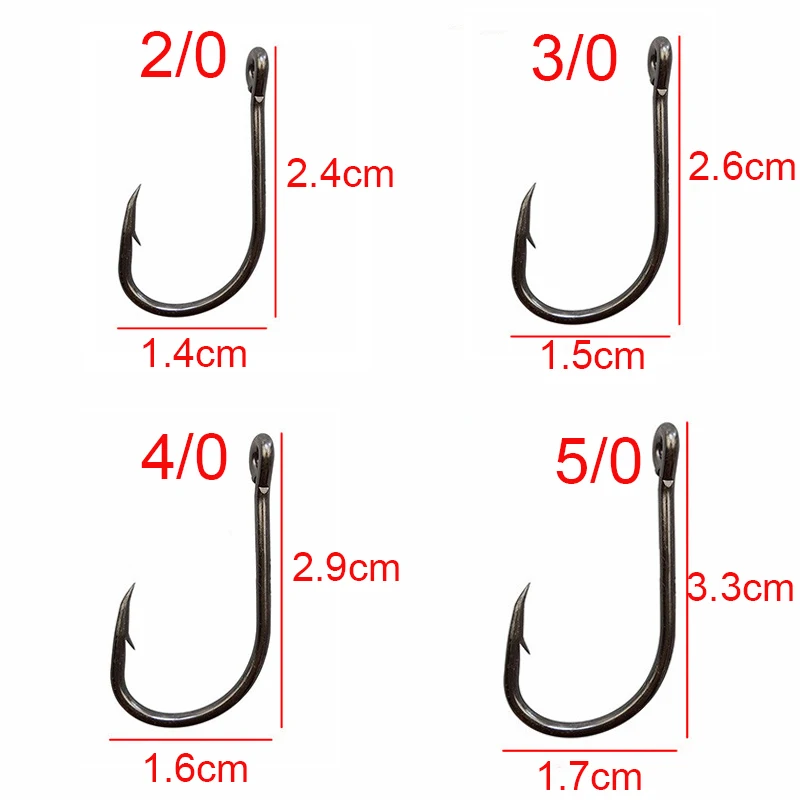 JSM 200pcs/lot High Carbon Steel Fishing Hooks sharp carp Fishing tackle Fishhooks Size 2/0 3/0 4/0 5/0 6/0 7/0 8/0