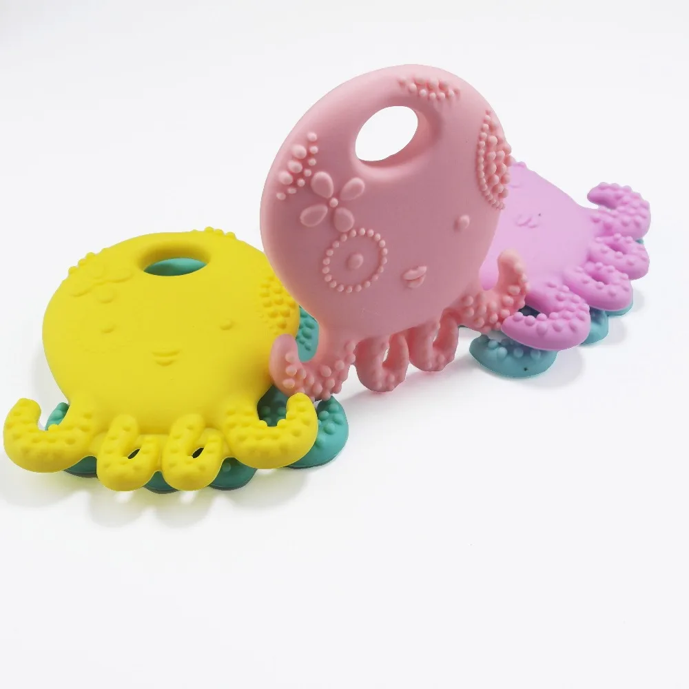 Sutoyuen 20PCS BPA Free Safe and Natual Silicone Octopus Teething  Baby Teether Toy Pacifier  Chewable Pendant Nursing Necklace