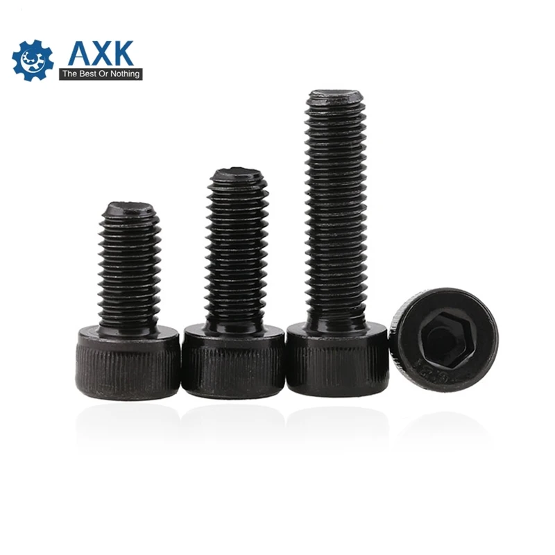 DIN912 Metric Thread Screws M2 M2.5 M3 M4 M5 M6 M8 Black Grade 12.9 Alloy Steel Hex Socket Head Cap Screw Bolts 3 4 5 6 8 10 MM