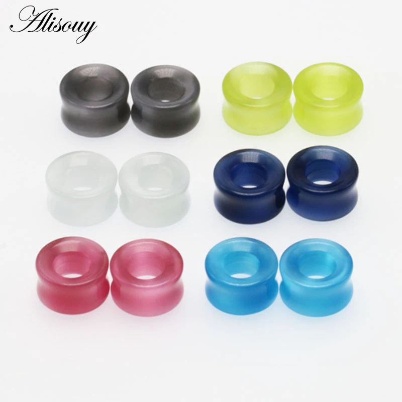 Alisouy 2pcs stone Ear Expander Piercing tunnel nature Stone Ear Plugs Tunnels Gauges 6-16mm ear Expander Body Piercing Jewelry