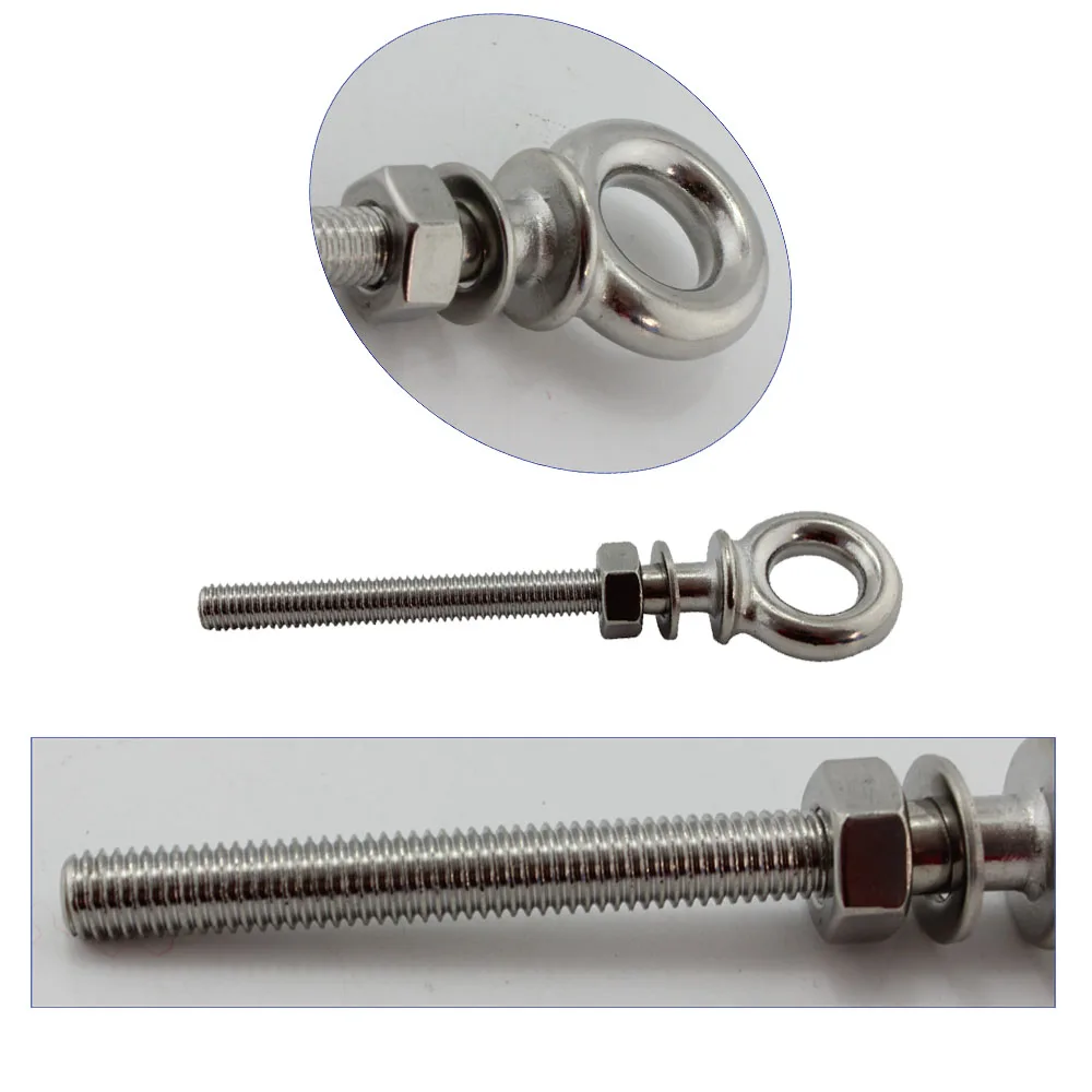 

Stainless Marine Heavy Lifting Long Eye Bolt Marine Lifting HX Long Eye Bolt Ring Screw Loop Hole for Cable Rope 5pcs M8