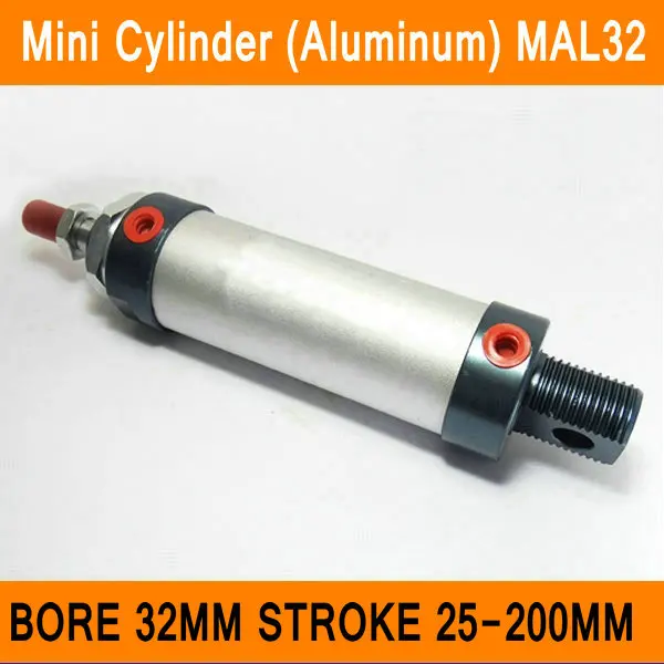 MAL32 Mini Cylinder CA Bore 32mm Stroke 25-200mm Rod Single Double Action Pneumatic Cylinder Aluminum Alloy Pneumatic Components