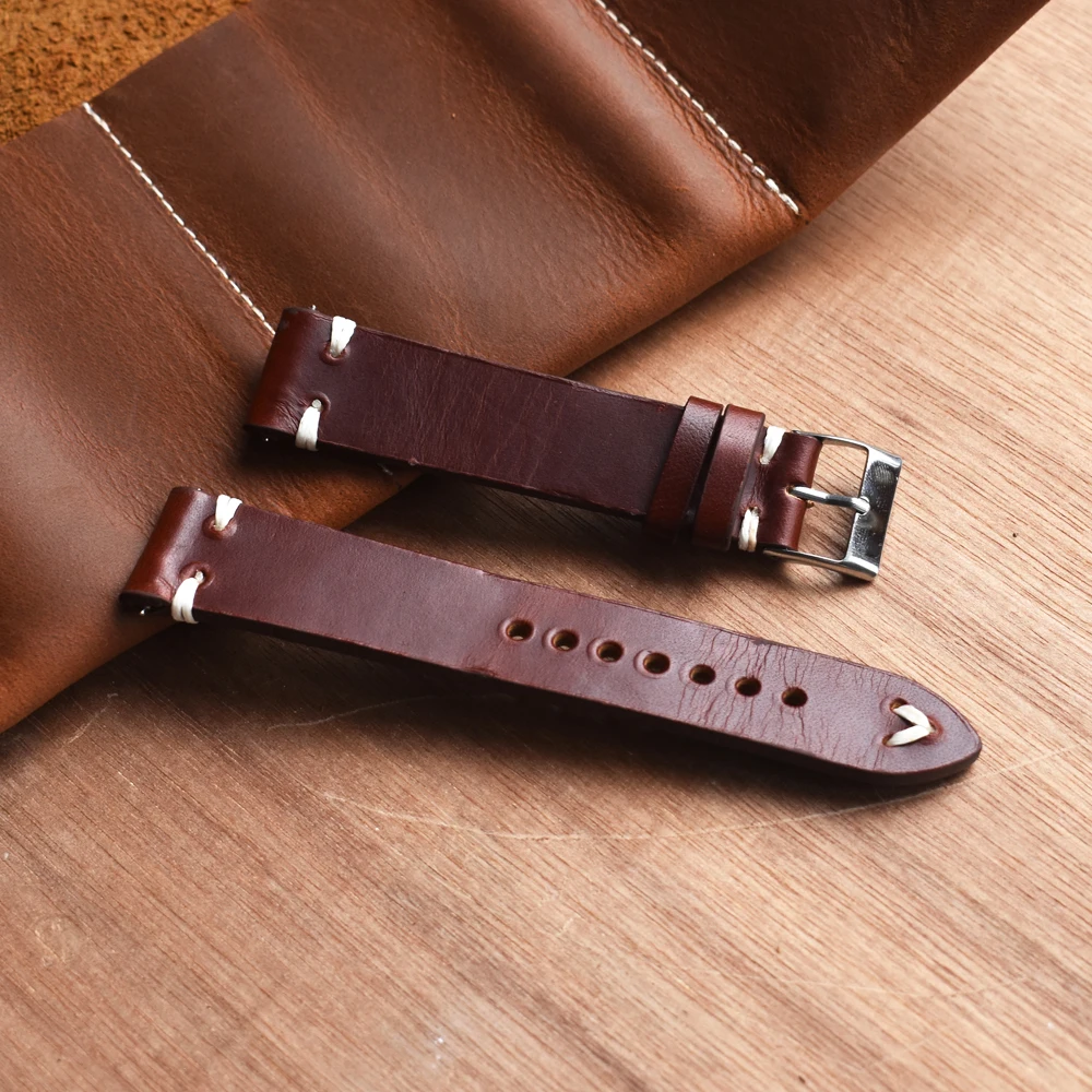 

KZFashion New watch bracelet belt Classic Red wine watchbands genuine leather strap watch band 18mm/20mm/22mm/24mm watchband