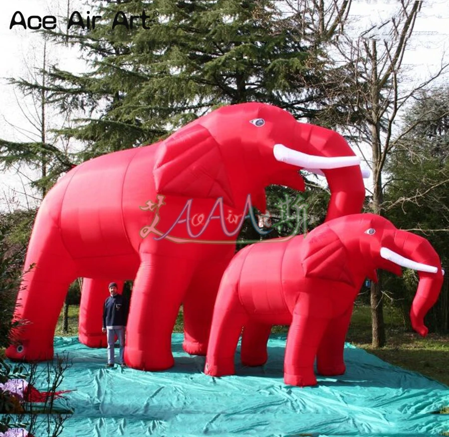 Customized Animal Model Inflatable Red Elephant Replica Elephant Balloon for Festival and Events Decoration