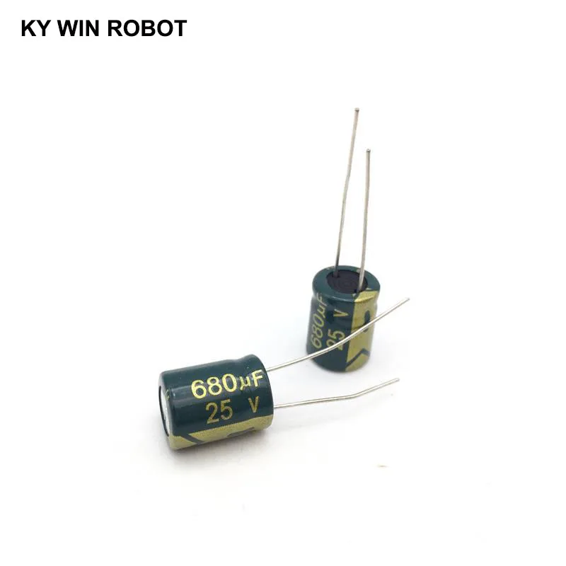 10 szt. Aluminiowy kondensator elektrolityczny 680 uF 25 V 10 * 13 mm frekuensi tinggi Radialny kondensator elektrolityczny — zdjęcie 3