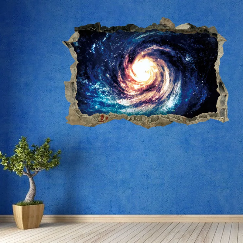 3D Star Universe Series Broken Wall Stickers For Kids Baby Rooms Bedroom Home Decoration Decals Mural Poster Sticker On The Wall