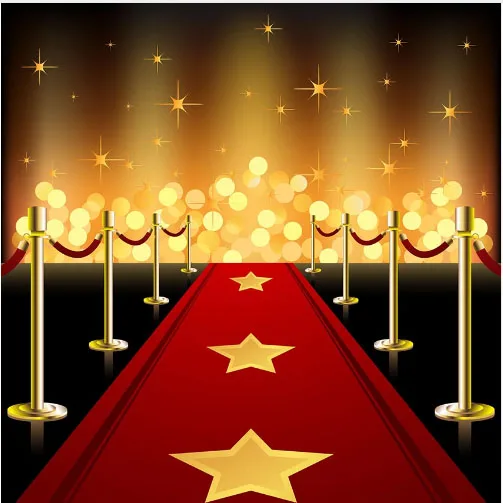 

10x10FT Ceremony Red Carpet Entrance Gold Stars Spots Spotlight Custom Backdrop Photo Studio Background Vinyl 300cm x 300cm