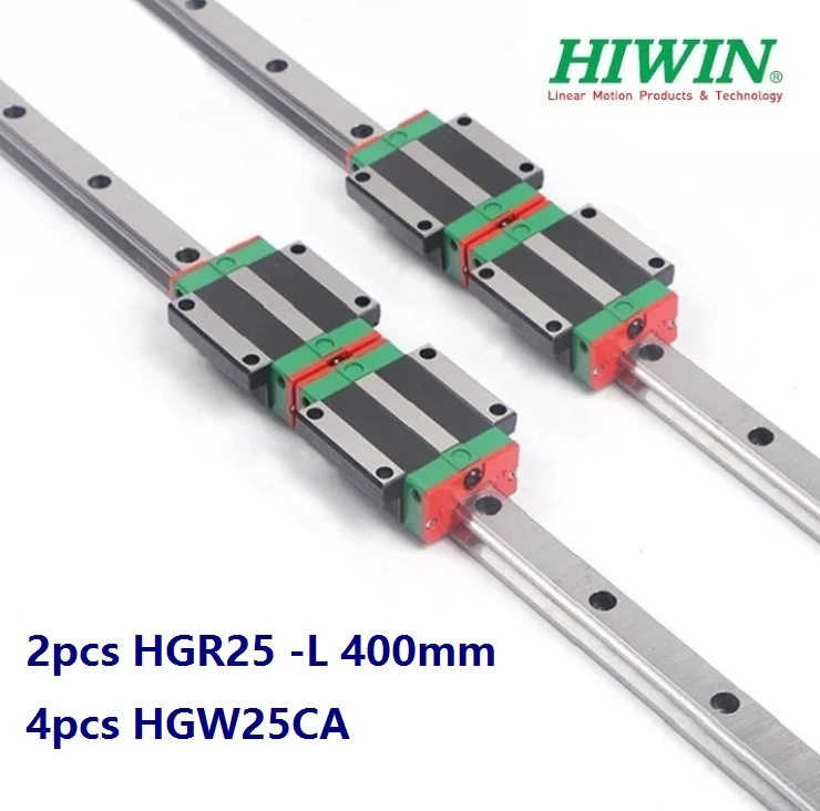 

2pcs origial Hiwin rail HGR25 -L 400mm linear guide + 4pcs HGW25CA HGW25CC flange carriage blocks for cnc router