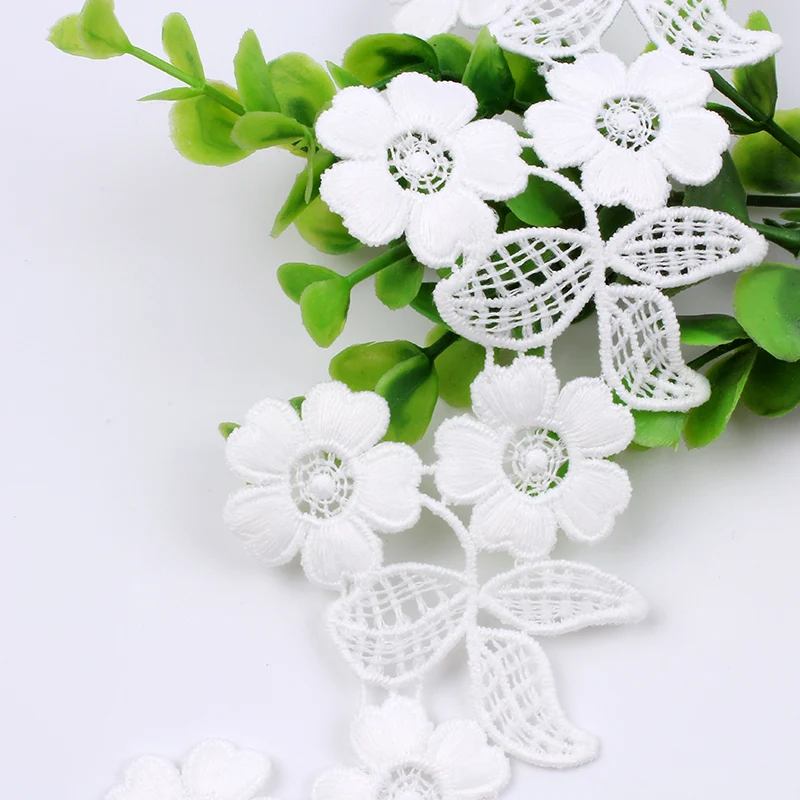 2Yards White Flower Lace Trims 7cm Width cotton lace Ribbon Handmade Dress lace Sewing Clothes Accessories