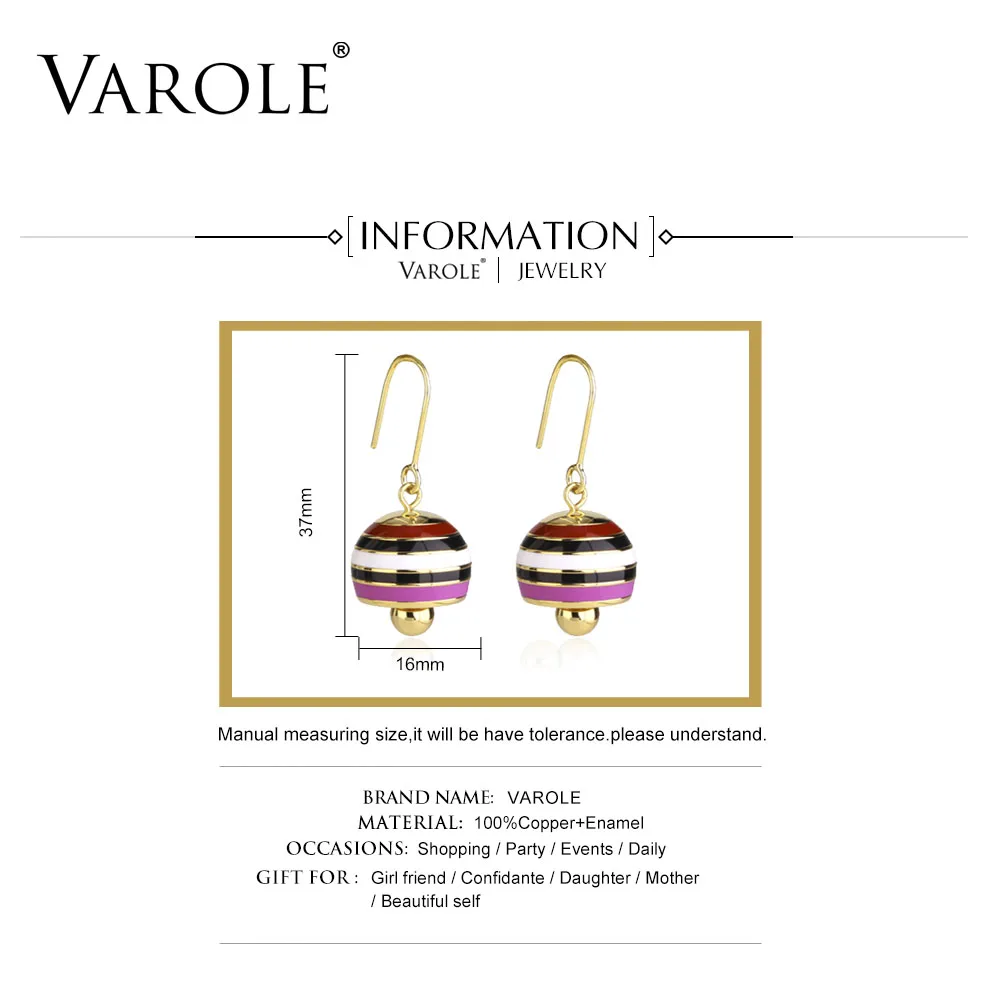 Gold Tone Enamel Bell Dangle Drop Earrings for Women