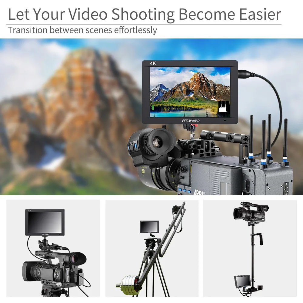 FEELWORLD FW703 7 بوصة IPS Full HD 3G SDI 4K HDMI على الكاميرا DSLR شاشة ميدانية 1920x1200 مع التاريخ للمثبت Gimbal