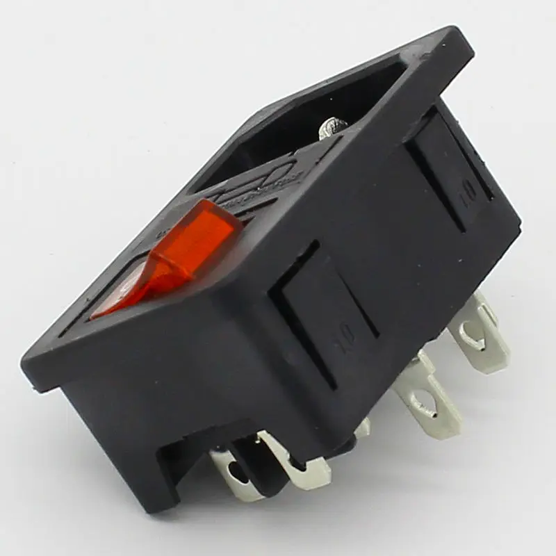 with 10A fuse ! Red Rocker Switch Fused IEC 320 C14 Inlet Power Socket Fuse Switch Connector Plug Connector