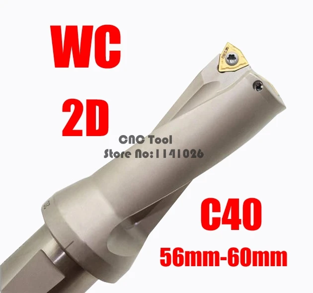 Estilo u para Wcmt080412 Furadeira em u Furadeira Rasa Furadeira de Pastilha Indexável wc sp C40-broca 2d 56 57 58 59 60 mm