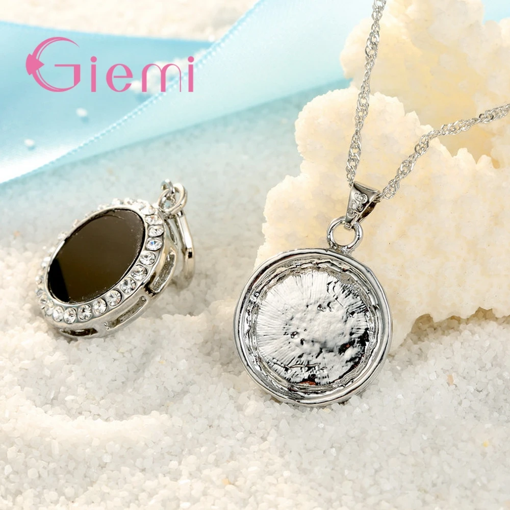 Genuine 925 Sterling Silver Elegance Jewelry Sets For Women Mother Good Quality Cubic Zircon Pendant Necklace Earrings