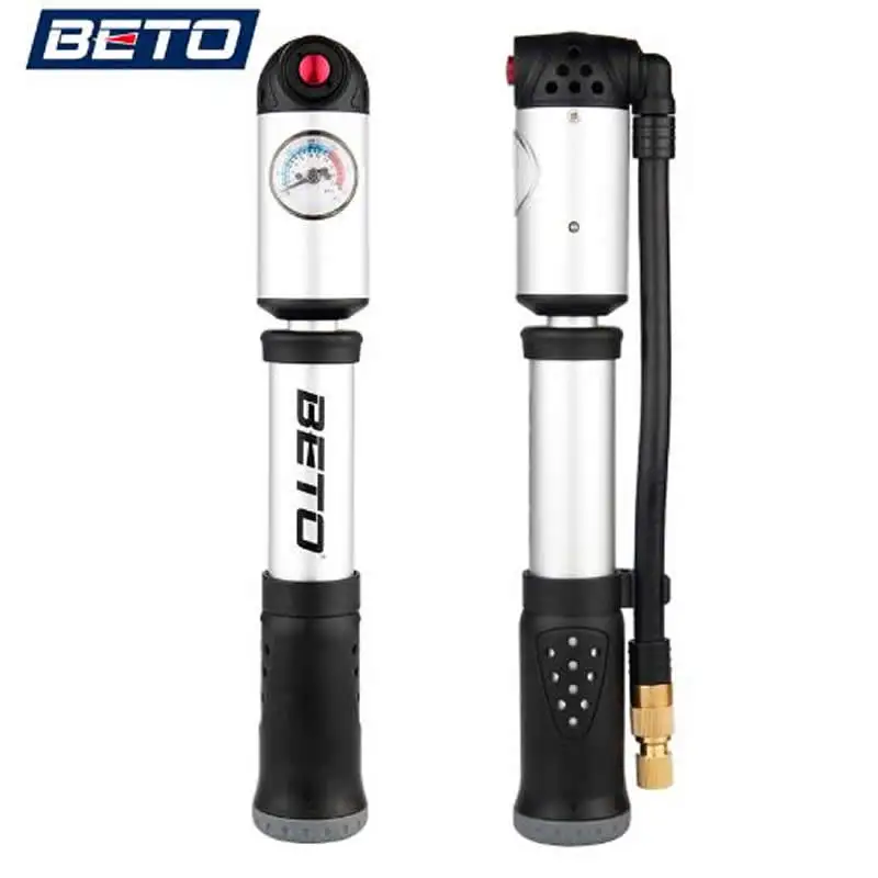 

BETO Fork Tire Shock Bicycle Pumps 300psi Gauge Mini Hand Pump For Bicycle Schrader Presta Adapter Hose Bike Pump Air Cycle Pump