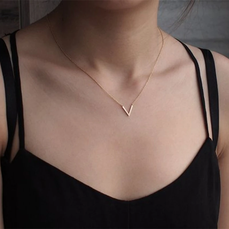 Simple V NecklaceWomen Fashion Jewelry Initial Necklaces Stainless Steel Ketting Friendship Gifts Collier Femme Bijoux