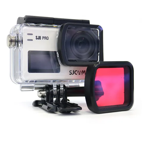 SJCAM-funda impermeable para Cámara de Acción SJ8 Pro/Plus, carcasa con filtro, caja de buceo, marco de cubierta roja