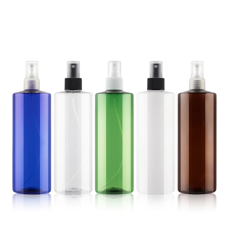 

500ml 12pcs/lot Empty Blue/Green/Clear/Brown/White Perfume Spray Bottle Plastic Bottle With plastic Mist Sprayer Pump Container