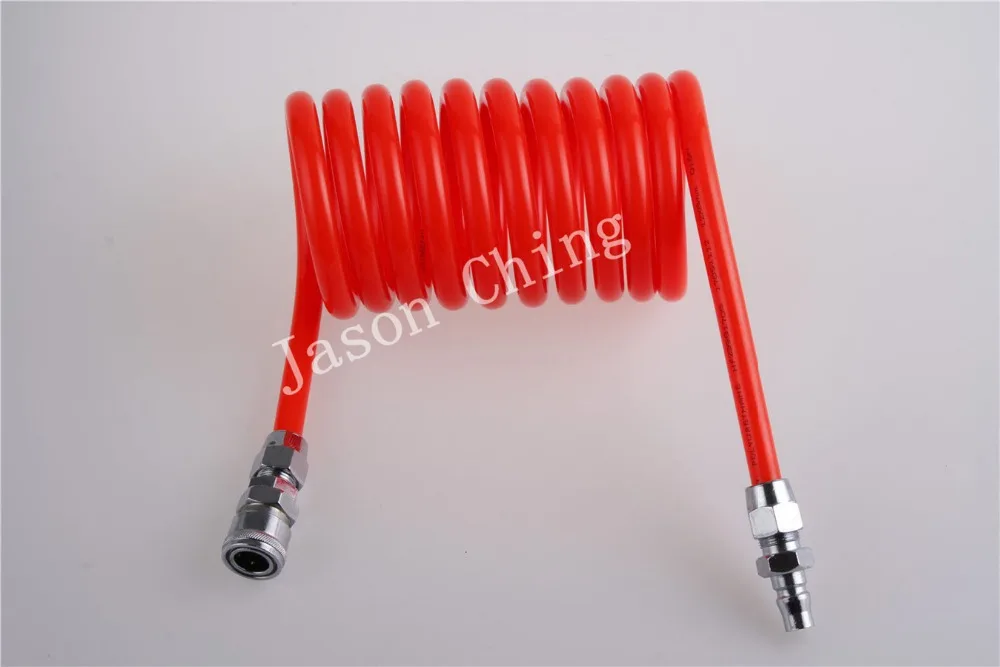 Polyurethane Hose Recoil PU Air Compressor Hose 6mmx4mm Coil Spring Tube Red