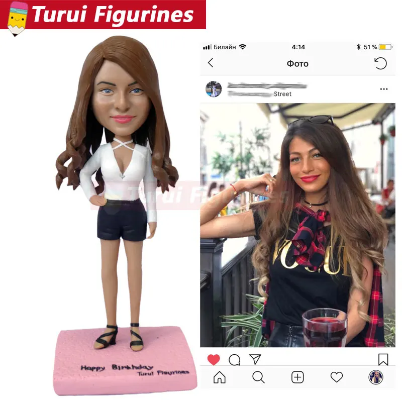 fashion girls custom bobblehead dolls figurines Custom Portraits from Photos home decorations photo to figurines personalized de