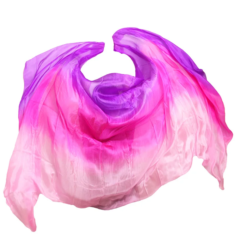 100% Silk high quality dance veils handmade natural silk belly dance veil pink+rose+purple 250/270*114 cm dance accessories