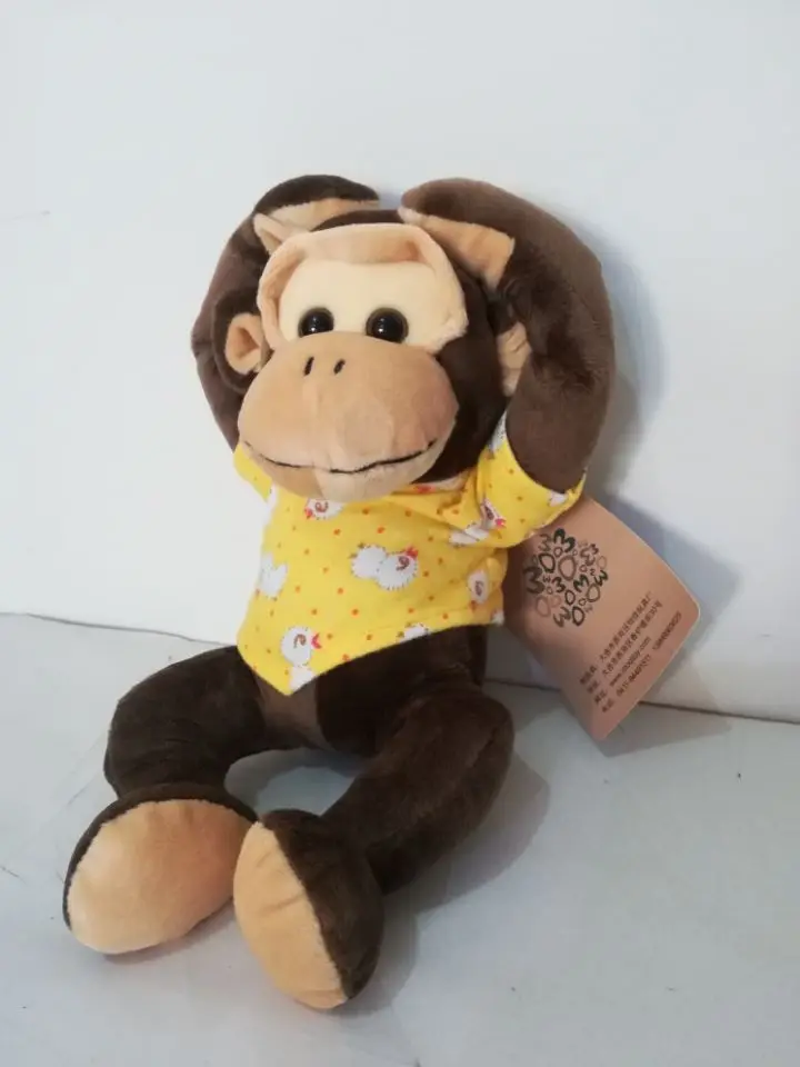 25cm lovely cartoon monkey soft plush toy dressed cloth brown monkey doll birthday gift w0346