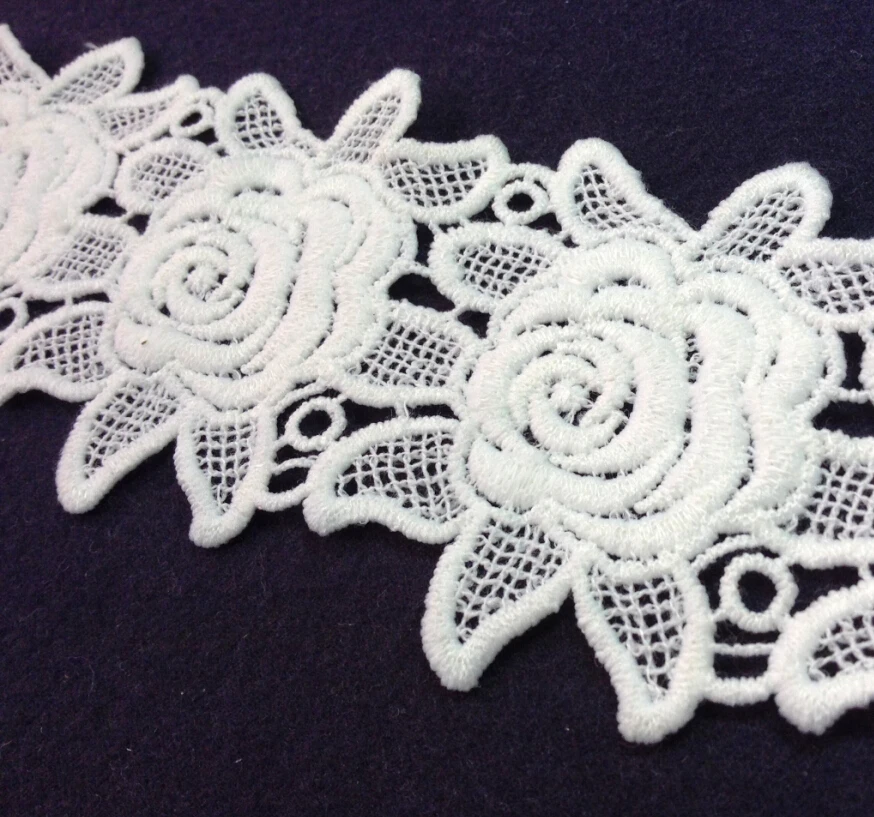 6.5cm wide milk fibre flower embroidery lace trim,Eco-Friendly soft touch flower lace trimmings XERYzx150422-23