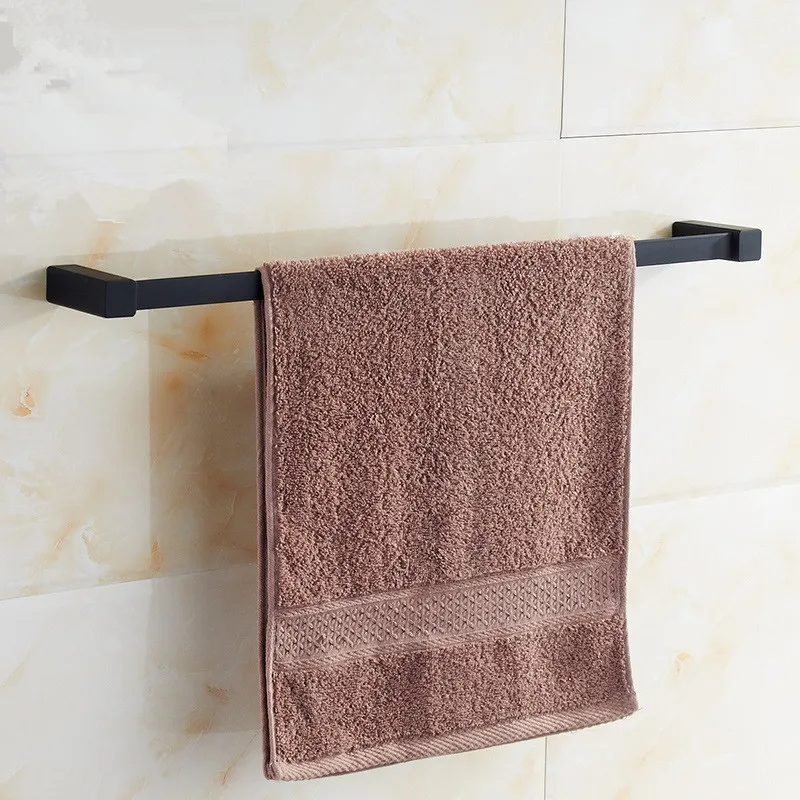 Vidric Black stainless steel square towel bar towel rack Rubber bath towel rack hanging toalha bar Bathroom Accessories