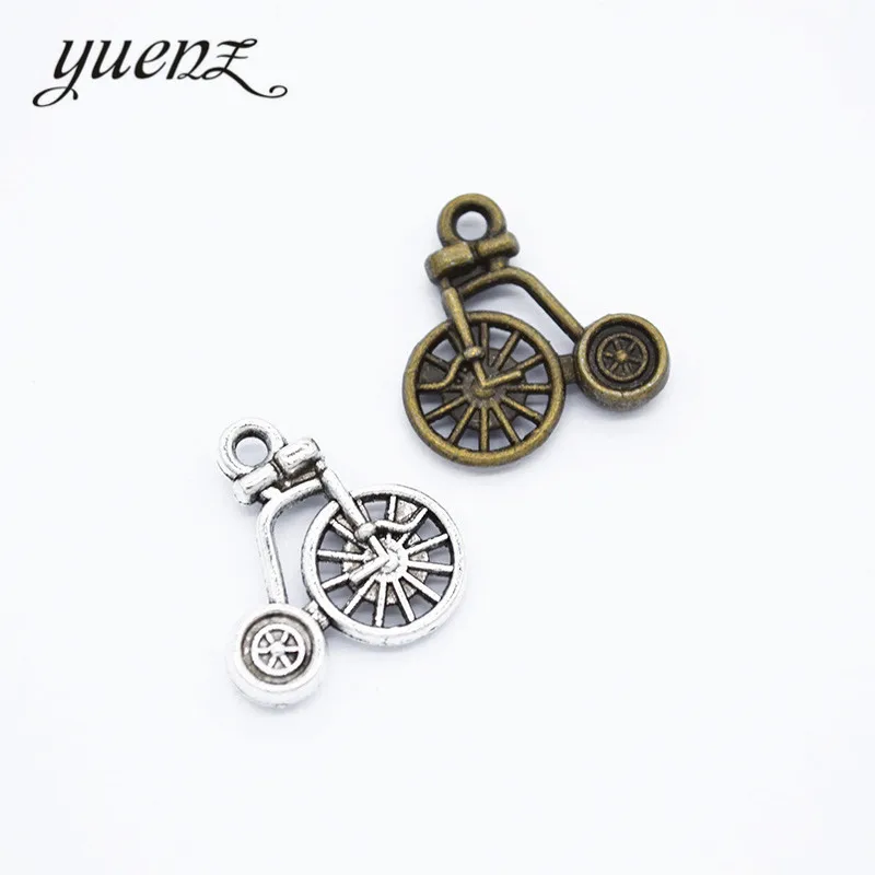 YuenZ 15pcs Charms Old fashioned bicycle Antique silver Plated Pendants alloy Jewelry Making DIY Handmade Craft 17*16mm J391