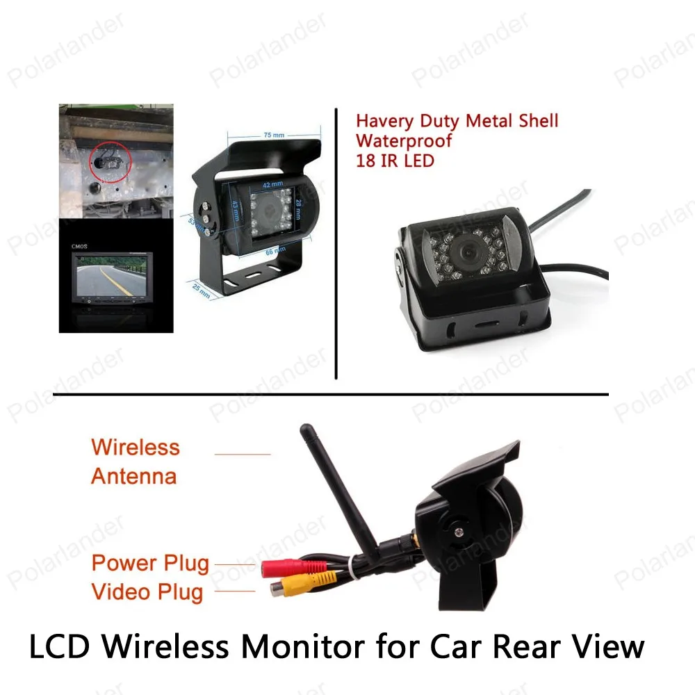 

hot! 12 24V Car Truck 5inch TFT LCD Wireless Monitor for Car Rear View Camera Parking KIT 2CH Video Input Built in Transmitter