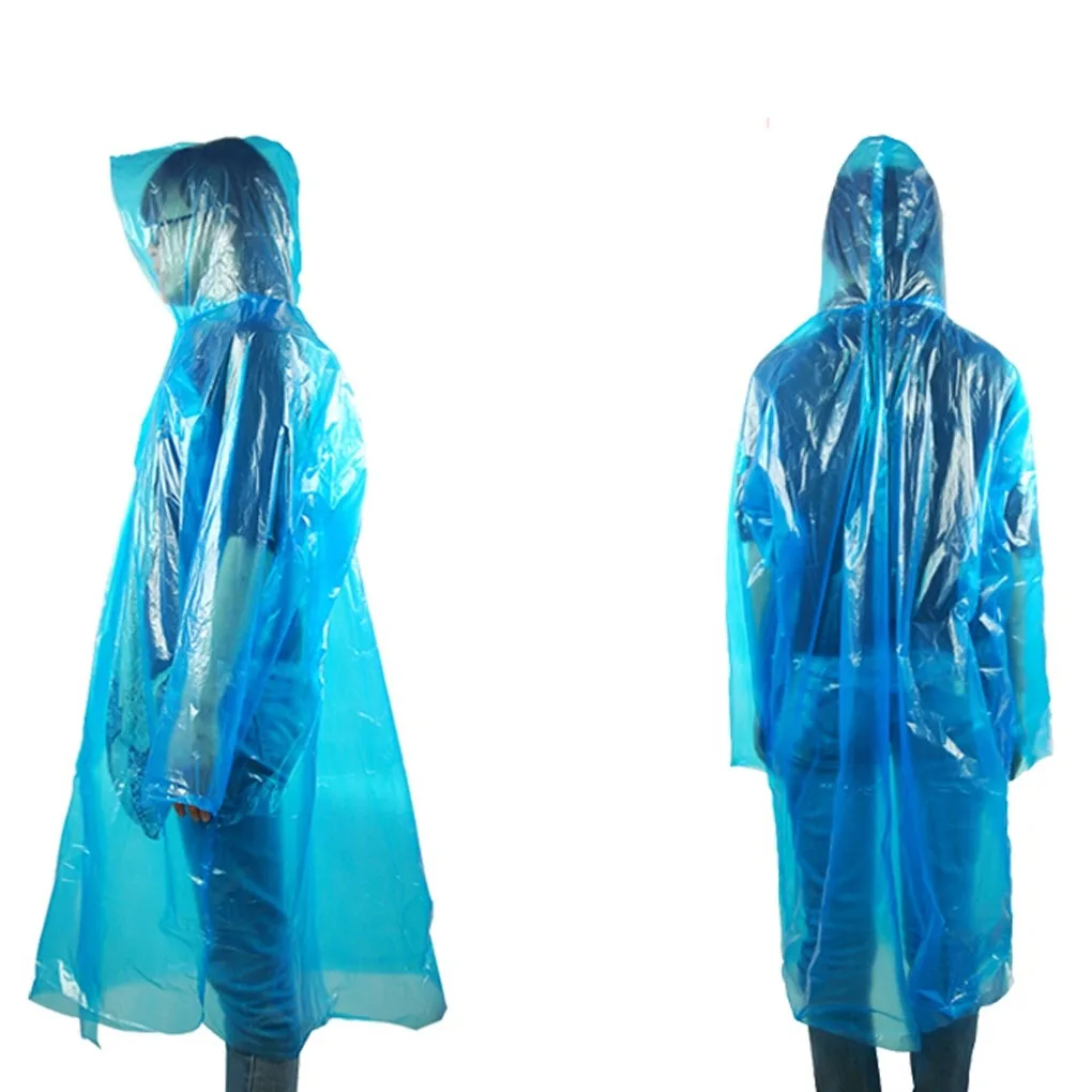 Foldable Plastic Raincoat Camping Mountaineering Backpacking Rain Coat Family Campers Equipment Accessories Color Random