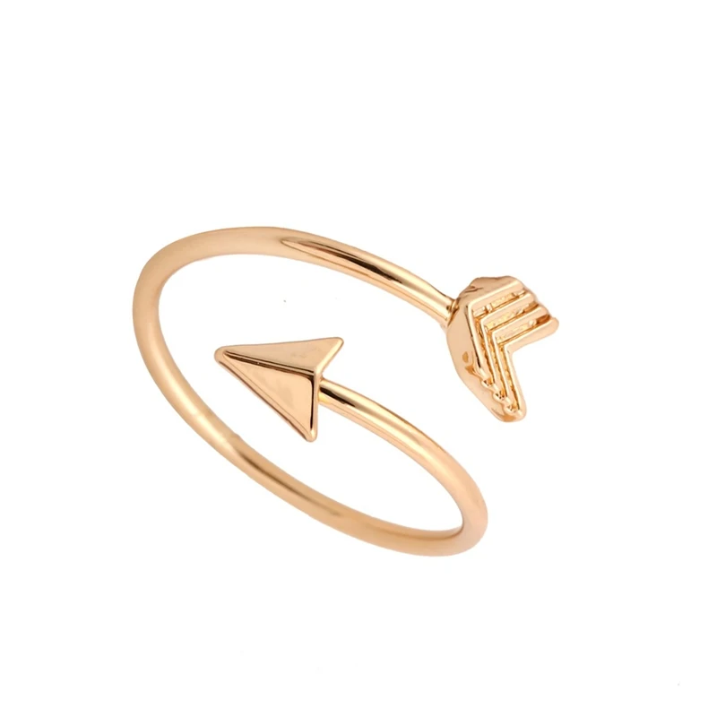 Jisensp Fashion Gold Color Brass Small Arrow Ring Cute Wedding Jewelry Rings for Women New Year Gift Adjustable Finger Ringen