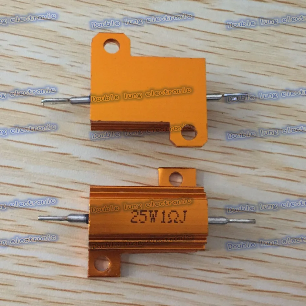 

50pcs/lot 25W Golden Aluminium Resistor 1R 1 ohm Gold Aluminium Shell Resistance