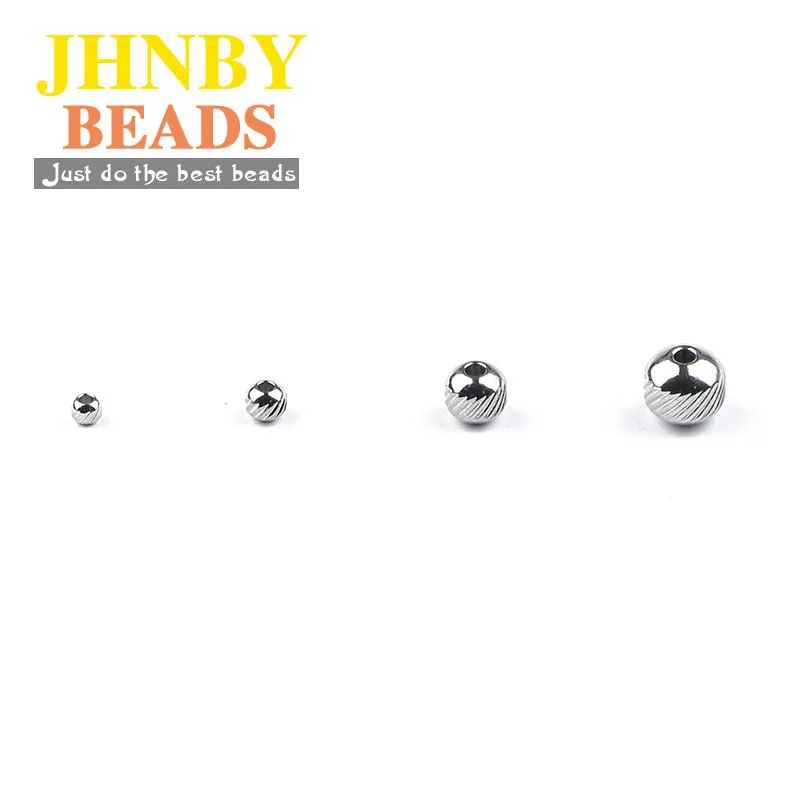 JHNBY Stainless Steel Spacer Bead Ball 3/4/6/8MM Tire Metal Round Loose Beads For Jewelry Bracelet Making DIY Findings Wholesale