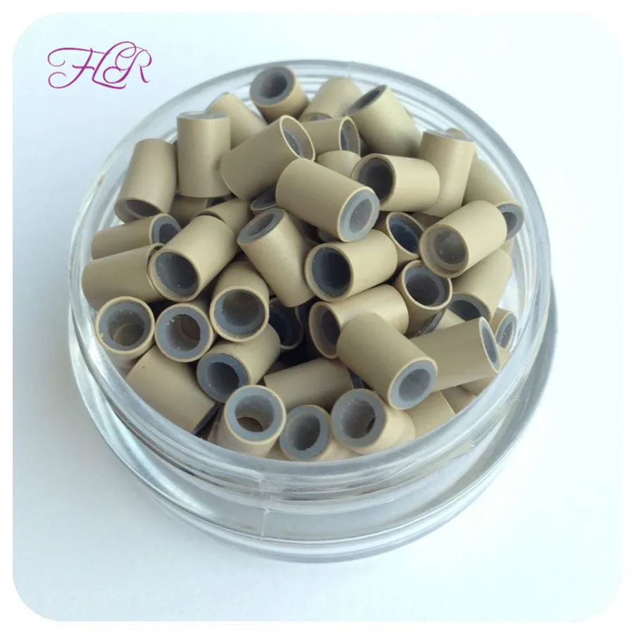 1000Units Copper Silicone Tube Micro Ring for I Bonded Tip Hair Extensions 4.0x3.0x4.0mm Micro Ring With Silicone LIne