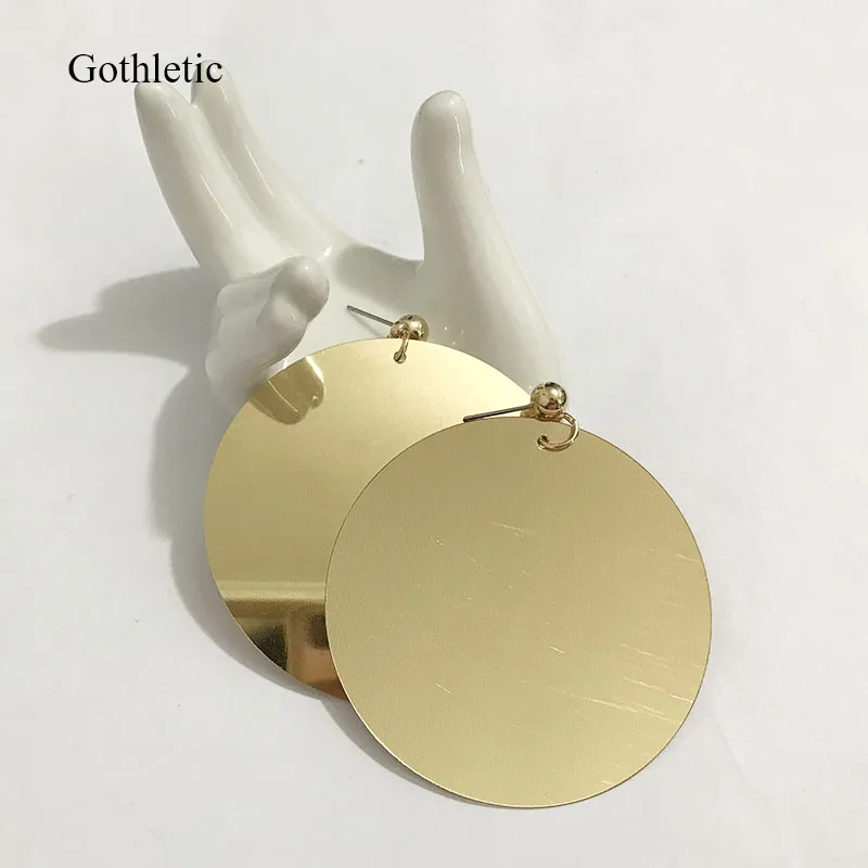 Gothletic Metallic Gold Color 60MM Big Plastic Sequin Disc Drop Earrings for Women Brincos Fashion Jewelry 2019 NEW