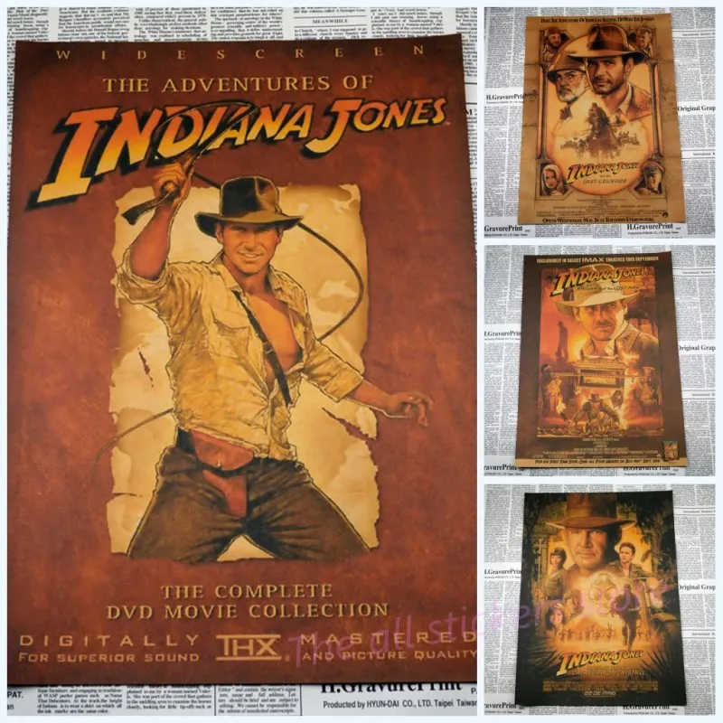 The indiana Jones series Treasure hunt adventure movie posters Retro kraft paper posters bar sitting room adornment /1014