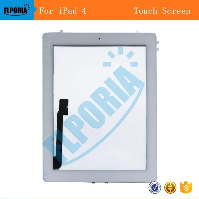 For iPad 4 Digitizer Touch Screen Tablet Front Display Glass Assembly Includes Home Button flex Camera A1458 A1459 A1460 Screen