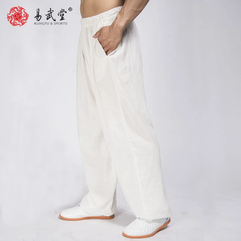 Yiwutang  Tai chi pants Kung fu uniform Martial Arts Karate Pants(Black White & Deep Blue)Cotton&Linen