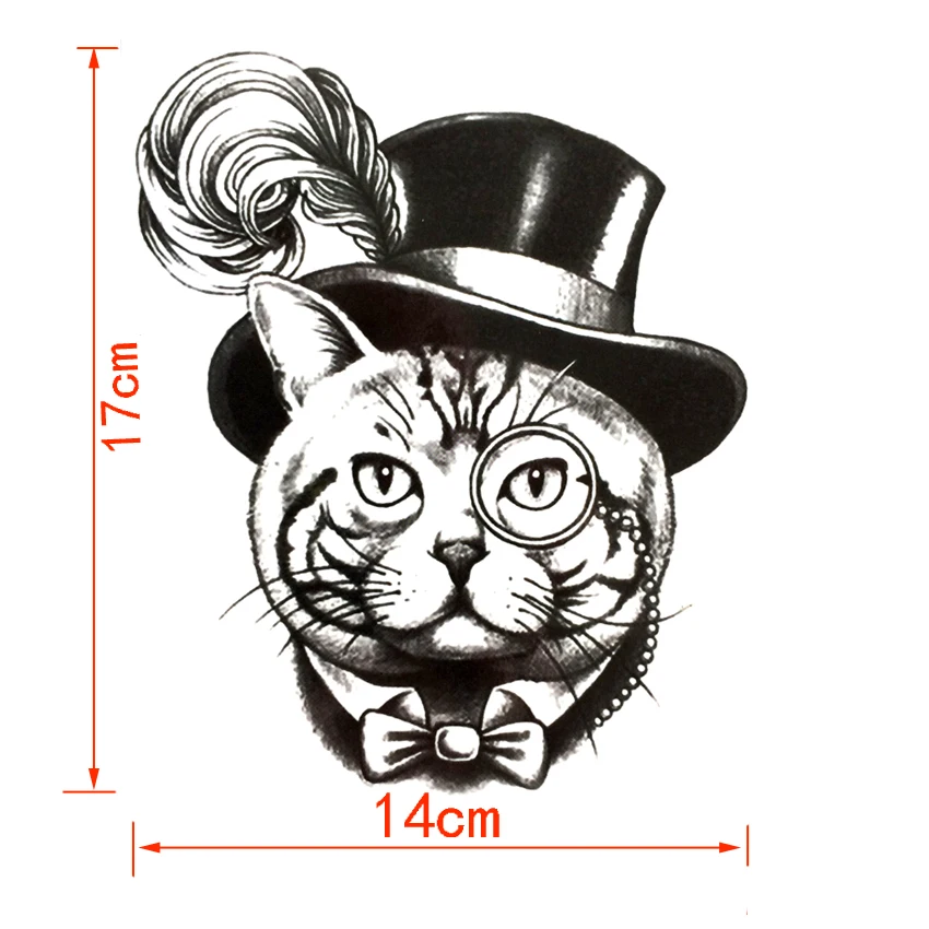 Cat swordsman Waterproof Temporary Tattoos men Mr. cat harajuku men Fake Tattoo girl aerografo airbrush selfie flash tattoo