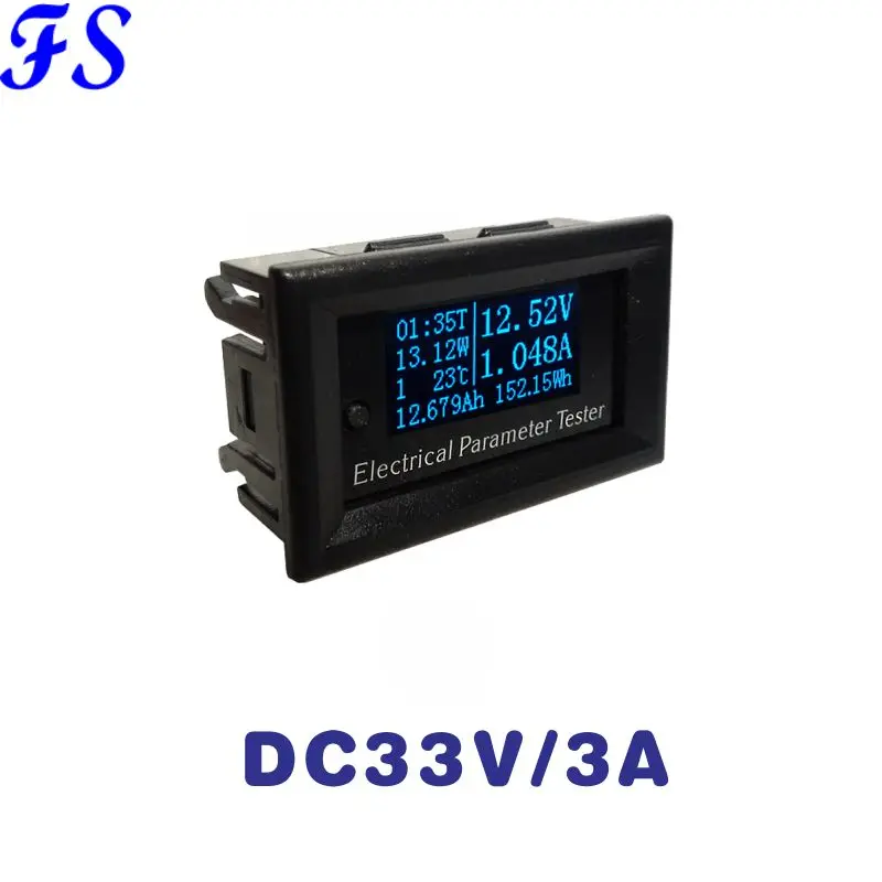 DC 33V 3A LED Digital Voltage Ampere Meter Energy Meter Power Teser Current Voltage Monitor Thermometer Battery Monitor