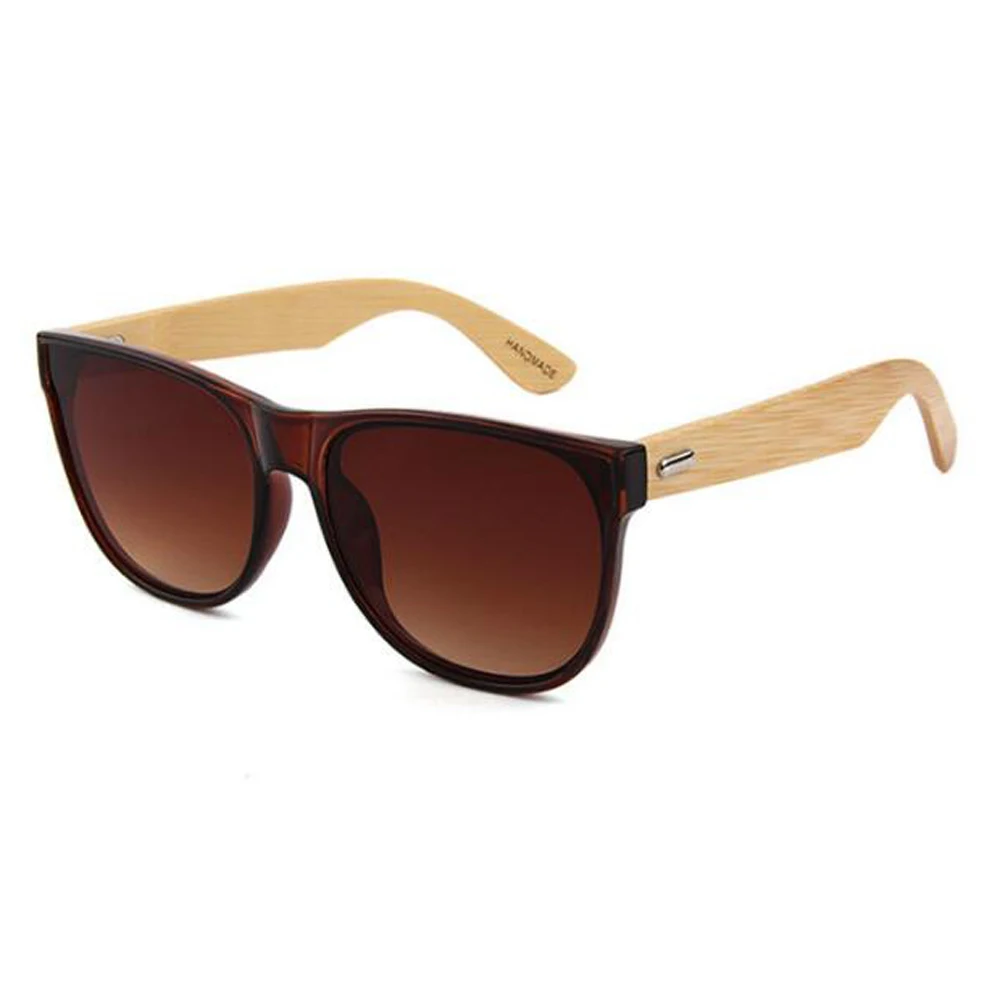 

BerWer Bamboo Sunglasses Men Vintage Style Brands Sunglasses Women Retro Designer Plastic Frame With Bamboo Legs Sun Glasses