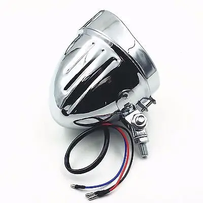 Chrome Metal 60/55 W Headlight For Harley Honda Kawasaki Suzuki Yamaha Cruiser