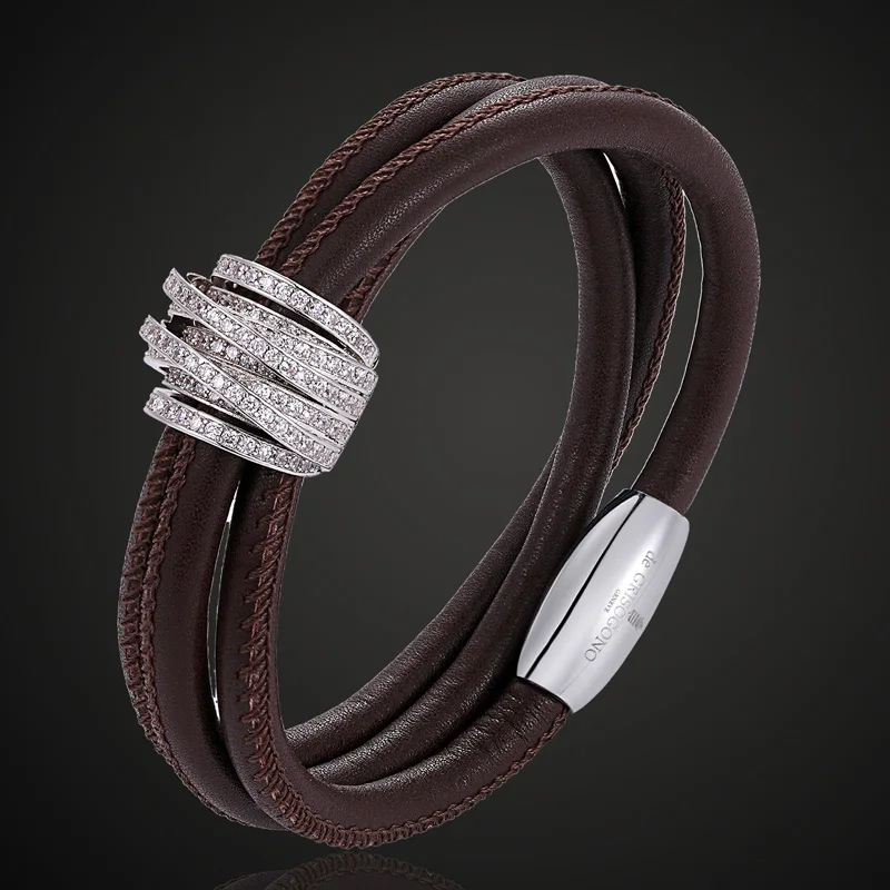 Zlxgirl jewelry Brand Cubic Zircon bracelet and bangle best women\'s fine Christmas gifts imitation leather bracelet accessories