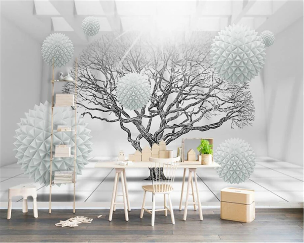 

beibehang Modern fashion 3d 3d tree ball TV background wall living room bedroom background custom 3d wallpaper papel de parede