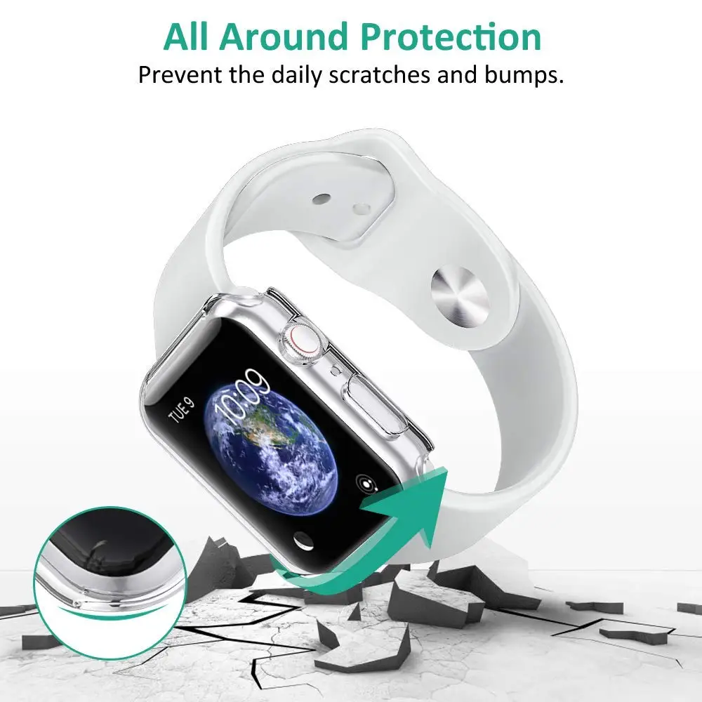 Untoom Watch Cover for Apple Watch Series 4 3 2 Screen Protector for iWatch Band 44mm 40mm 42mm 38mm Ultra-thin Frame Case Cover image 3