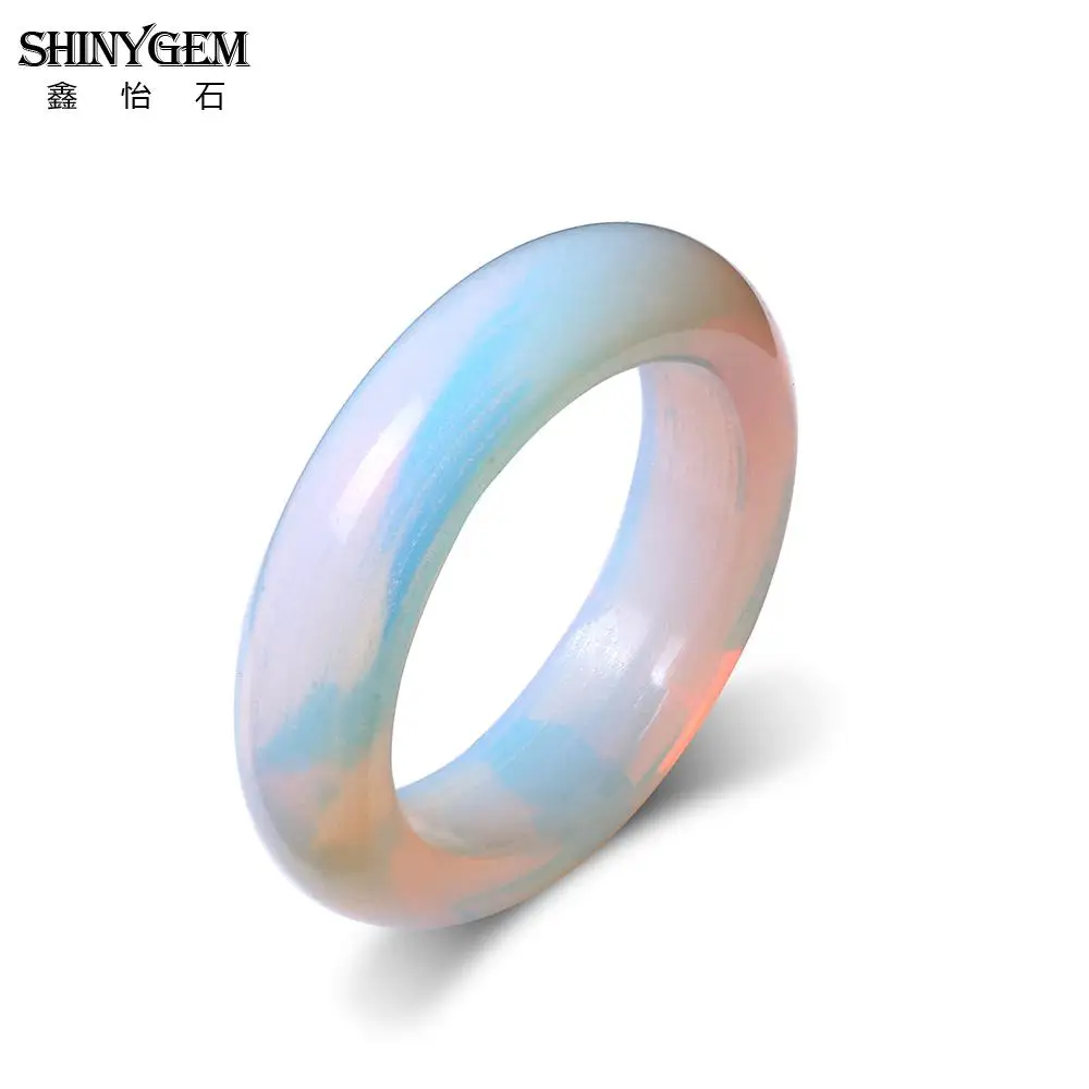 shinygem minimalism artificial turquoise for goldstone smooth ladies rings size 7 8 9 fashion daily women jewelry