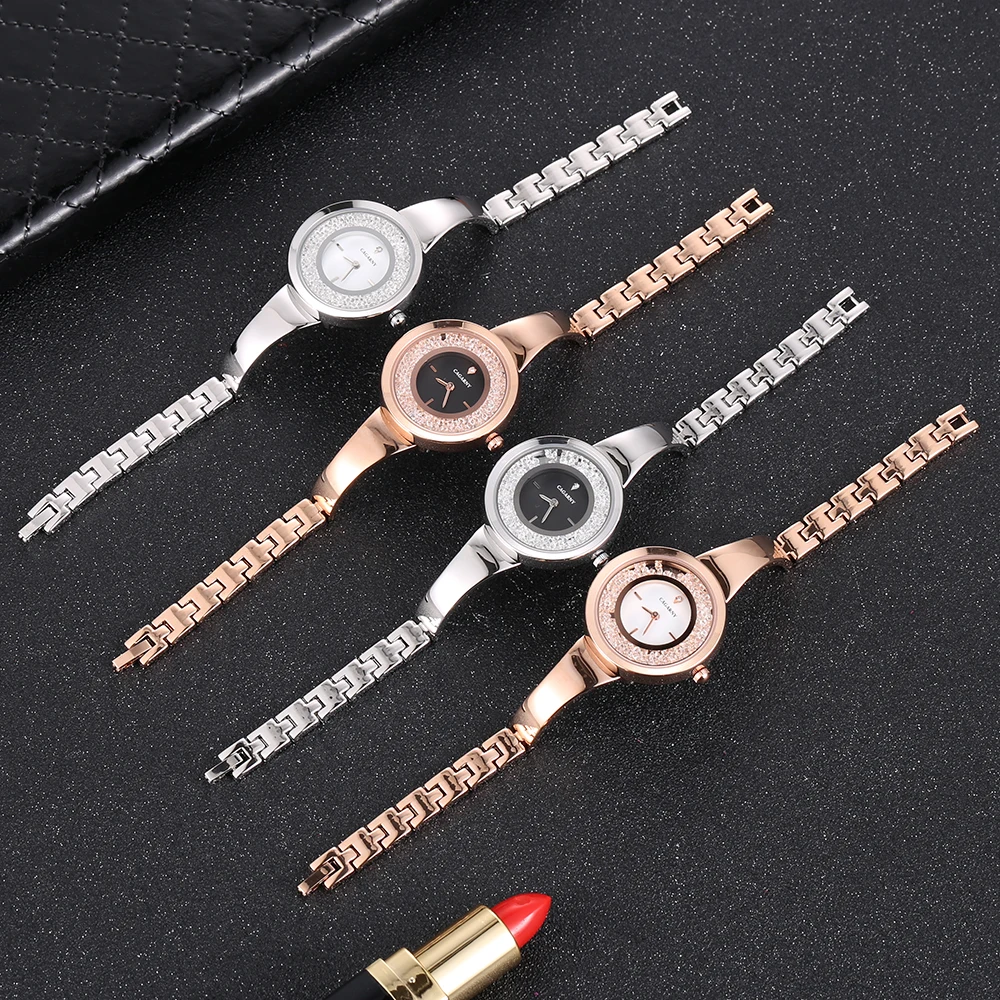 Cagarny Luxury Brand Women\'s Watches Crystal Rose Gold Steel Bracelet Bangle Fashion Ladies Wristwatches Quartz Watch For Women